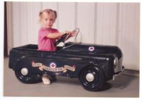 Beeby's Canadian Thistle Pedal Car with Granddaughter Casie, now a teenager
